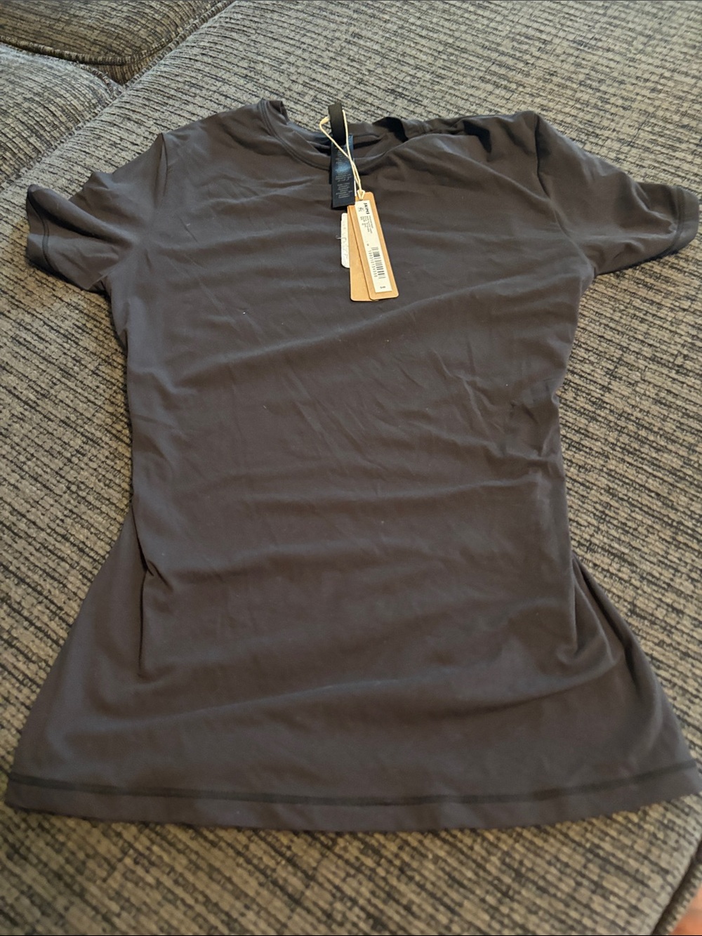 SKIMS Short Sleeve Crewneck Top in Dark Brown